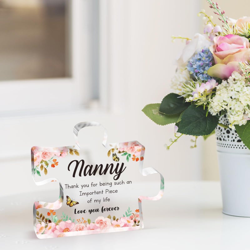 Buioata Nanny Gifts - Acrylic Puzzle Piece Decorations 3.9 x 3.3 inch - Delicate Nanny Gifts from Grandchildren - Birthday Christmas Mothers Day Gifts for Nanny  Ideas - Image 5