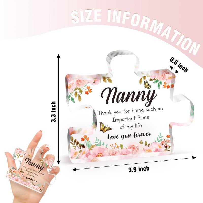 Buioata Nanny Gifts - Acrylic Puzzle Piece Decorations 3.9 x 3.3 inch - Delicate Nanny Gifts from Grandchildren - Birthday Christmas Mothers Day Gifts for Nanny  Ideas - Image 4