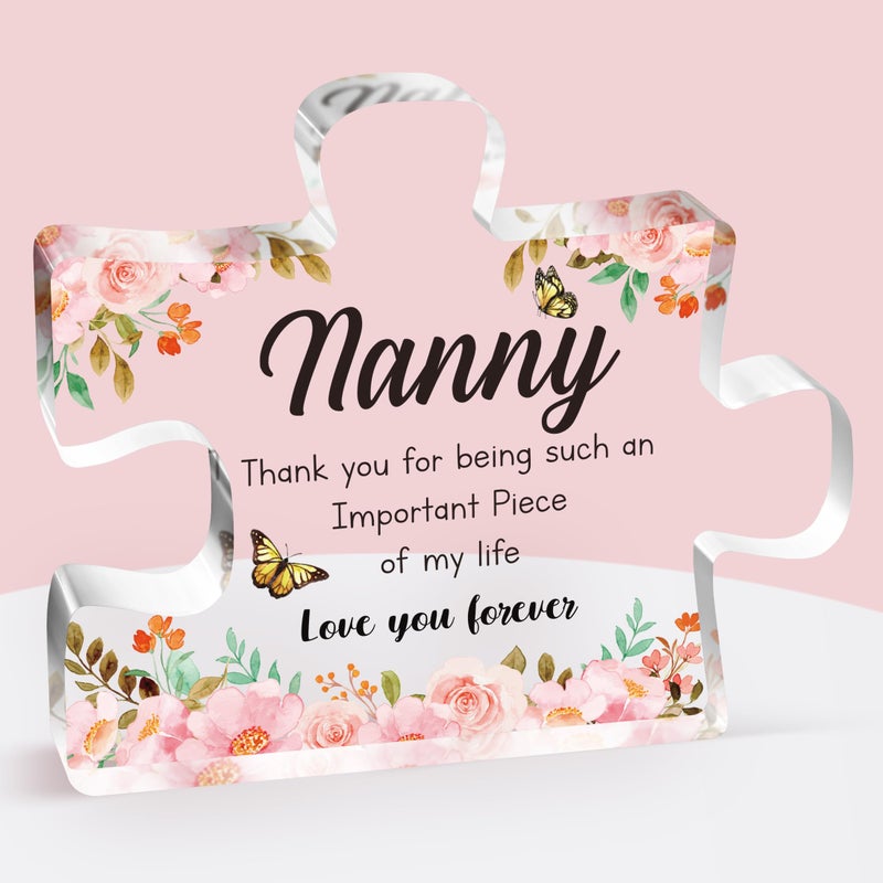 Buioata Nanny Gifts - Acrylic Puzzle Piece Decorations 3.9 x 3.3 inch - Delicate Nanny Gifts from Grandchildren - Birthday Christmas Mothers Day Gifts for Nanny  Ideas - Image 1