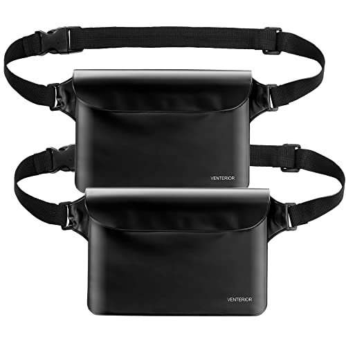 Venterior Waterproof Waist Pouch 2-Pack | Beach Accessories Waterproof Fanny Pack Dry Bag for Swimming Snorkeling Sailing Kayaking Pool Water Parks | Keep Your Phone Wallet Safe and Dry (Black & Black) - Image 1