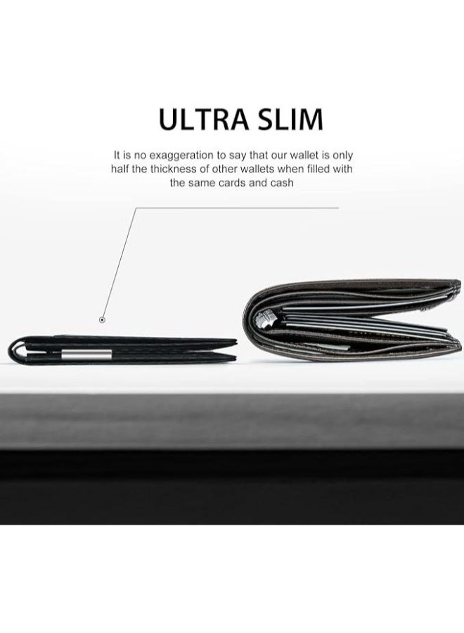 GSOIAX Mens Slim Wallet, Minimalist Thin Front Pocket Leather Credit Card Holder with RFID Blocking for Work Travel - Image 2