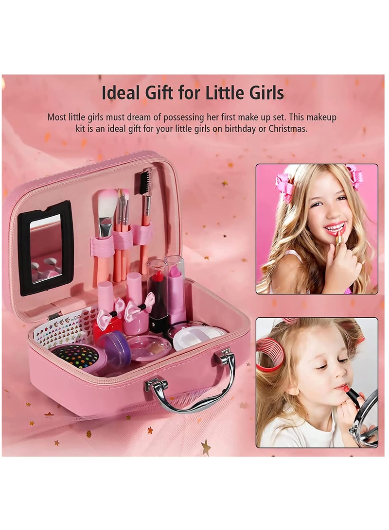 KASTWAVE Kids Makeup Kit for Girls, Pretend Play Toy Makeup Set for Little Girls, Washable Makeup Kit Real Cosmetic Toy With Mermaid Bag, Halloween Birthday Gifts for Girls Age - Image 4