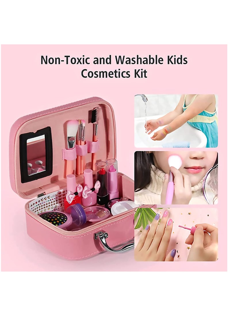 KASTWAVE Kids Makeup Kit for Girls, Pretend Play Toy Makeup Set for Little Girls, Washable Makeup Kit Real Cosmetic Toy With Mermaid Bag, Halloween Birthday Gifts for Girls Age - Image 3