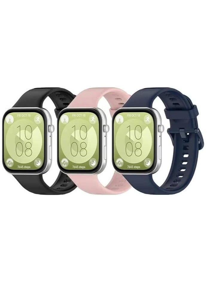 Anmi Anmi 3 Packs Replacement Bands compatible with Huawei Watch Fit 3,Silicone Sports Wrist Strap Adjustable Wrist Bands for Women Men