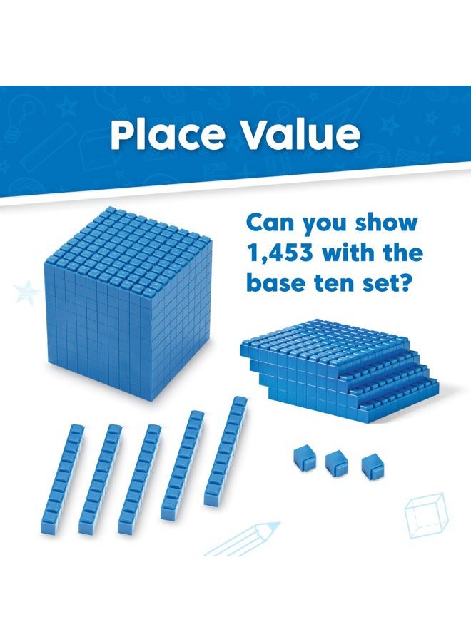 hand2mind 644 Plastic Interlox Connecting Blue Ten Blocks, Place Value Manipulatives, Base 10 Blocks, Counting Manipulatives, Math Manipulatives First Grade, Math Blocks, Place Value Blocks - Image 2