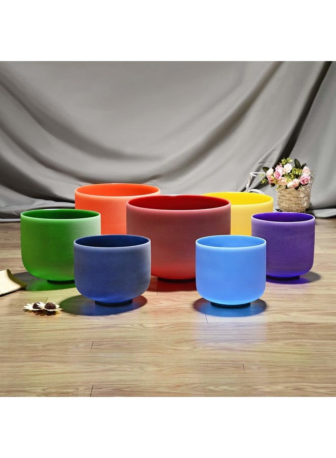 TOPFUND 432 Hz Chakra Set of 7 Crystal Singing Bowls 8-10 inch with Four Heavy Duty Carrying Cases and Singing Bowl Mallets - Image 4