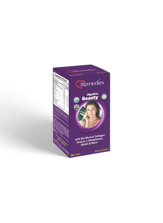 iRemedies iAgeless Beauty – Anti-Aging Supplement for Skin, Hair, and Nail Health with Collagen and Antioxidants – 60 Capsules - Image 2