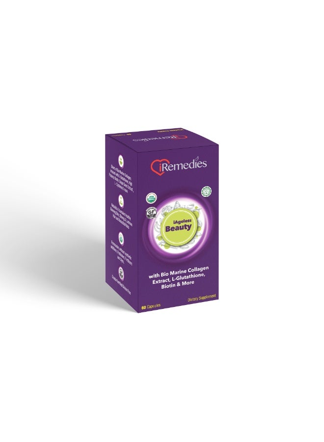 iRemedies iAgeless Beauty – Anti-Aging Supplement for Skin, Hair, and Nail Health with Collagen and Antioxidants – 60 Capsules - Image 3