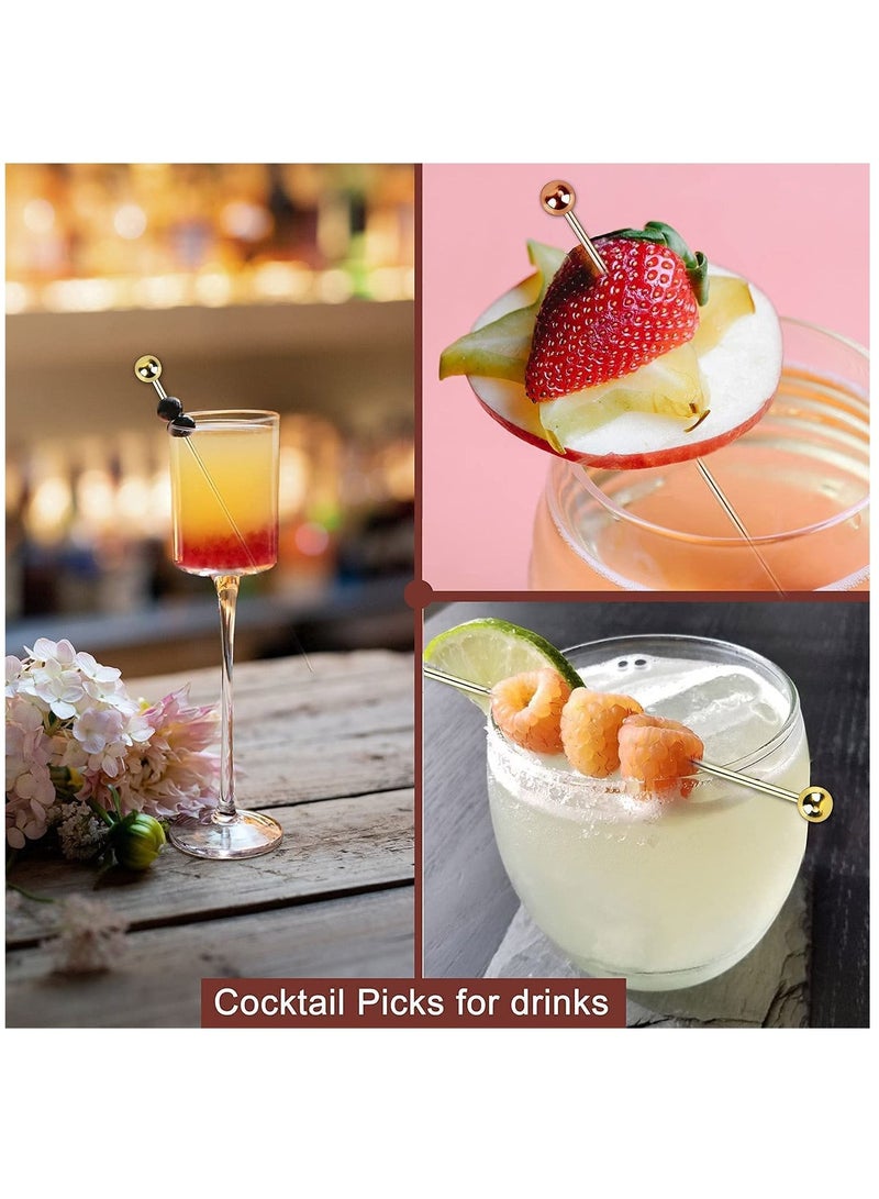 Cocktail Picks, 12 Pcs Reusable Stainless Steel Cocktail Garnish Toothpicks Set for Drinks Fancy Drinks for Party Decoration Appetizers Fruit(4.3 Inches)  - Image 2
