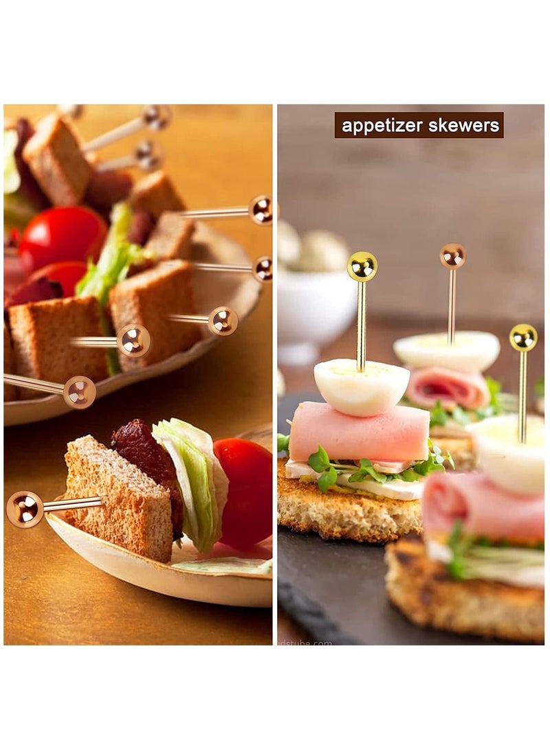 Cocktail Picks, 12 Pcs Reusable Stainless Steel Cocktail Garnish Toothpicks Set for Drinks Fancy Drinks for Party Decoration Appetizers Fruit(4.3 Inches)  - Image 3
