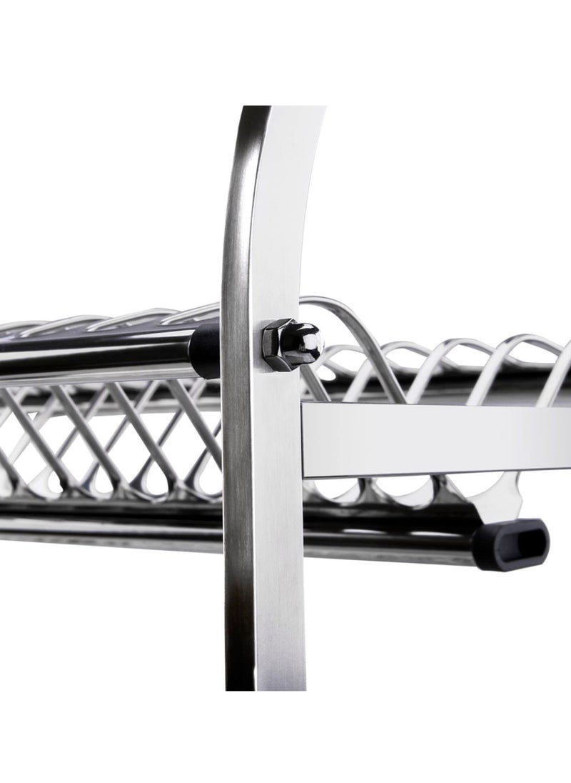HEXAR - Heavy Duty Stainless Steel Dish Drying Stand Drain Rack Large Capacity Wall Hanging Dish Rack Counter Top Dish Storage Rack Kitchen Supplies Storage Counter with SS Drainboard (4 TIER) - Image 1
