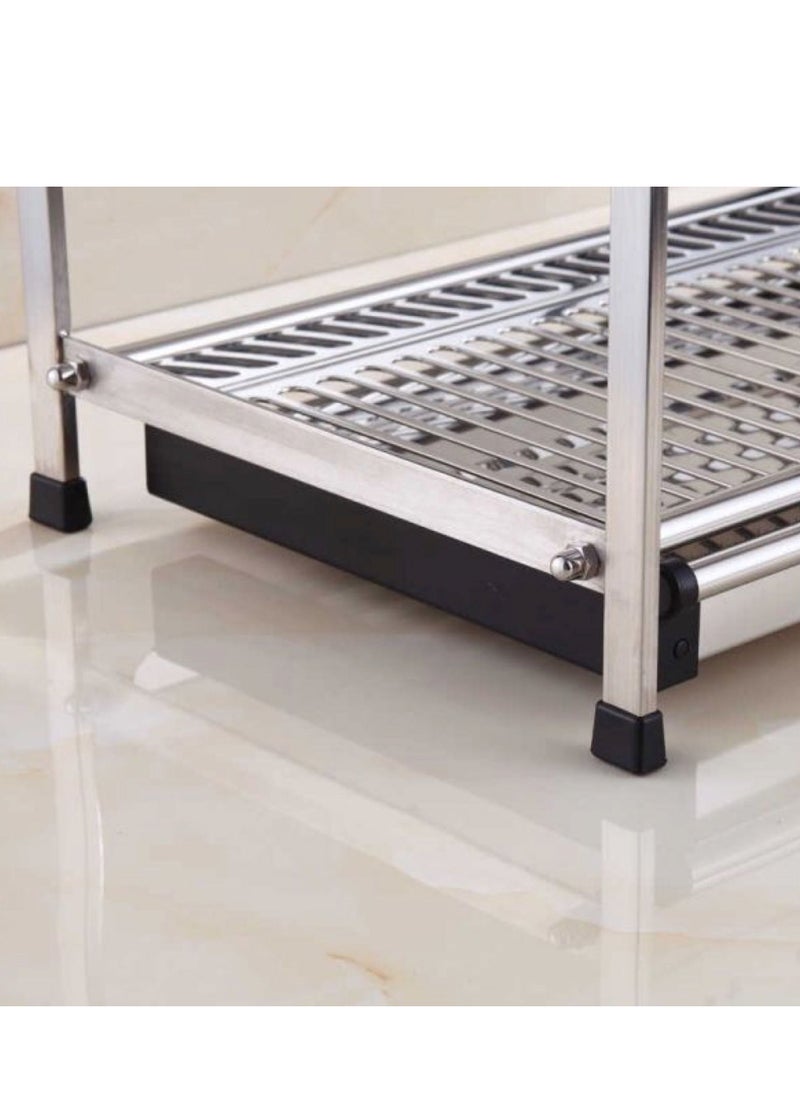 HEXAR - Heavy Duty Stainless Steel Dish Drying Stand Drain Rack Large Capacity Wall Hanging Dish Rack Counter Top Dish Storage Rack Kitchen Supplies Storage Counter with SS Drainboard (4 TIER) - Image 1