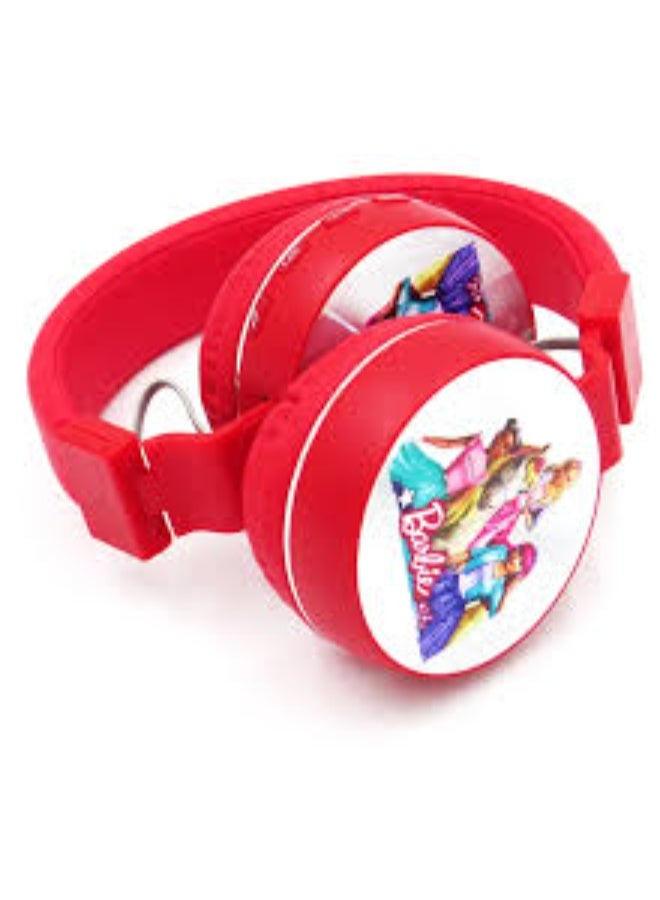 باربي سماعة اطفال؛لاسلكية  باربي 【سماعة اطفال 】بتصميم كرتوني لطيف【سماعات اطفال بلوتوث】 للبنات؛ سماعة بلوتوث احمر مريحة وخفيفة مع دعم MP3 وFM - Image 2