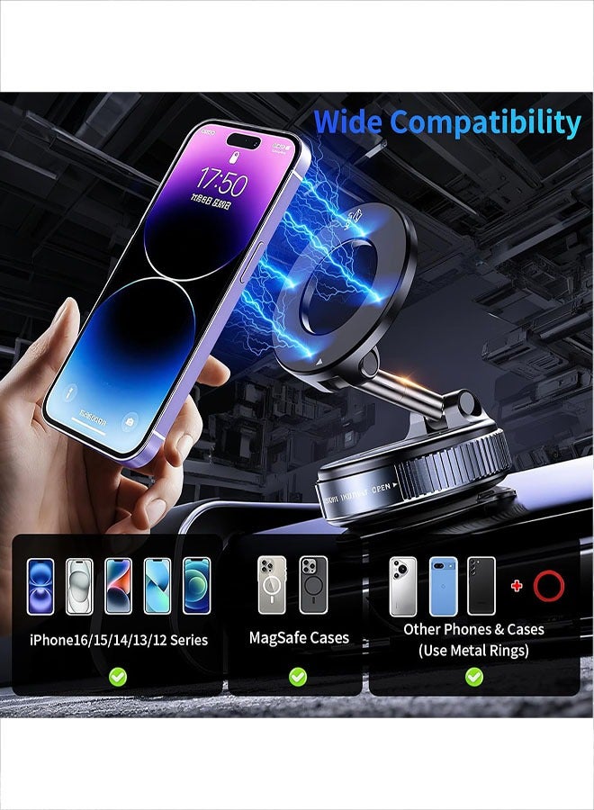 Magnetic Suction Phone Holder, 360° Rotatable Foldable and Retractable Hands-Free Suction Cup Phone Mount for Car/Gym/Mirror/Smooth Surface, Compatible with iPhone Android and All Smartphones - Image 4