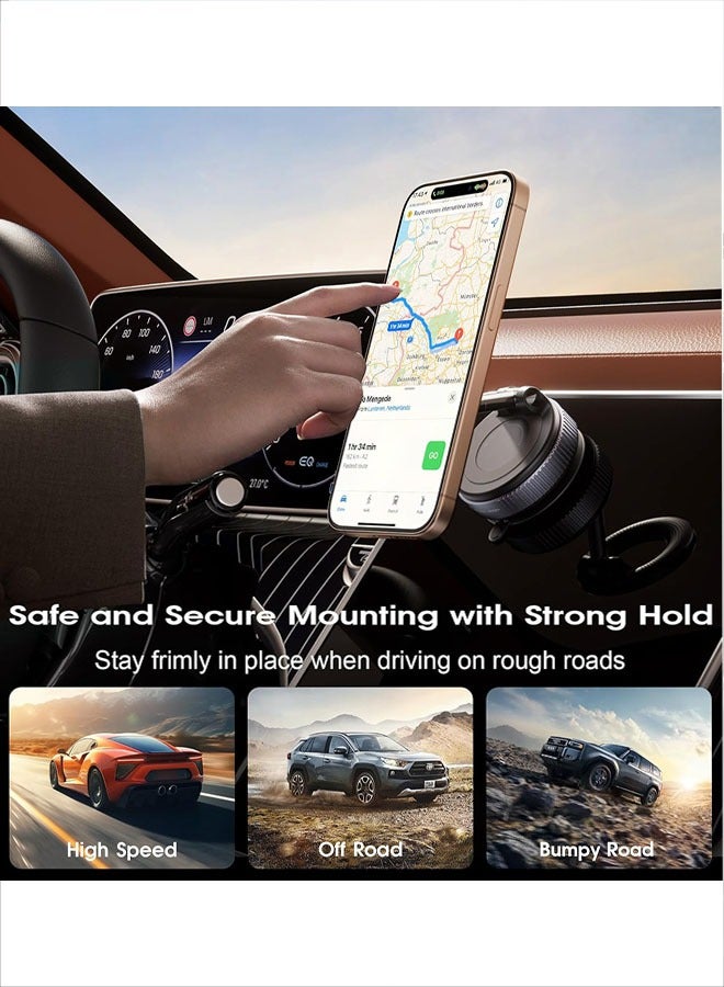Magnetic Suction Phone Holder, 360° Rotatable Foldable and Retractable Hands-Free Suction Cup Phone Mount for Car/Gym/Mirror/Smooth Surface, Compatible with iPhone Android and All Smartphones - Image 5