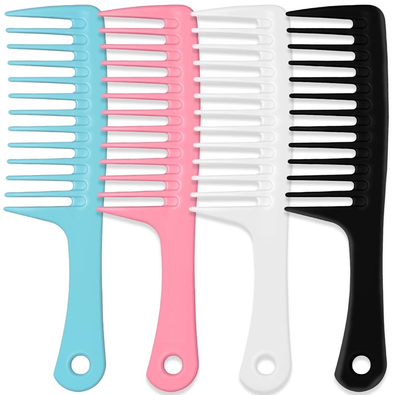 MODENGKONGJIAN 4PCS Wide Tooth Detangling Comb Large Hair Styling Comb for Curly Wet Long Hair Multicolored Polypropylene Handgrip