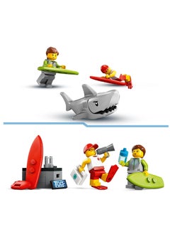 LEGO LEGO Lifeguard Beach Rescue Truck Toy With 2 Minifigures And A Shark Figure - Building Set 60453  - Image 3