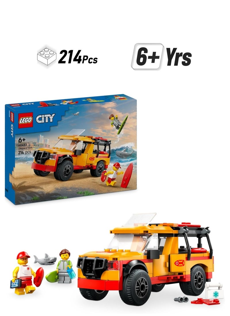 LEGO LEGO Lifeguard Beach Rescue Truck Toy With 2 Minifigures And A Shark Figure - Building Set 60453  - Image 1