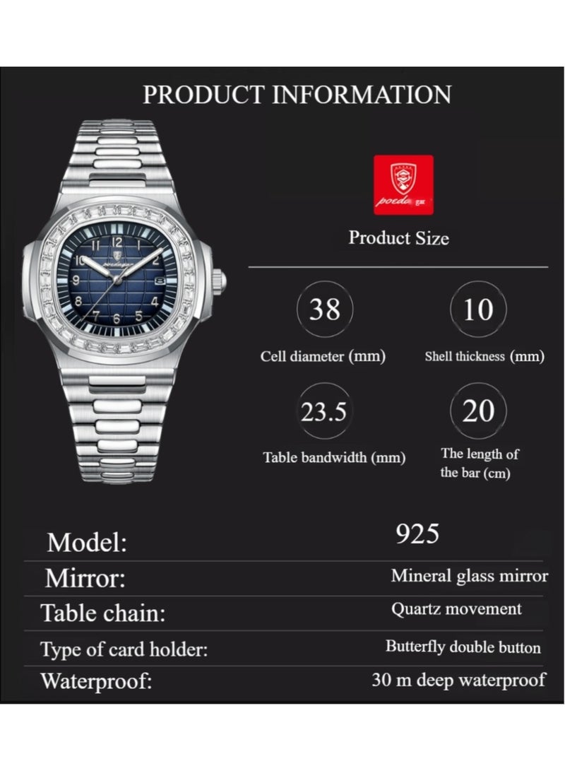 POEDAGAR Man Watch Waterproof Luminous Men's Watch Quartz- 38mm - Image 4