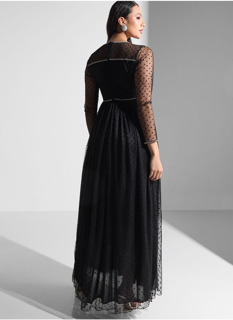 Golden Apple - Ruffle Detailed Mesh Dress - Image 1