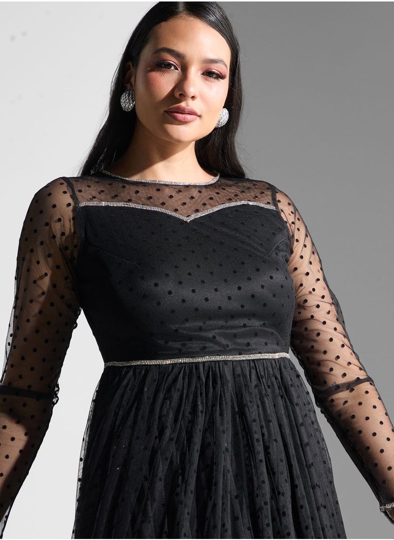Golden Apple - Ruffle Detailed Mesh Dress - Image 1