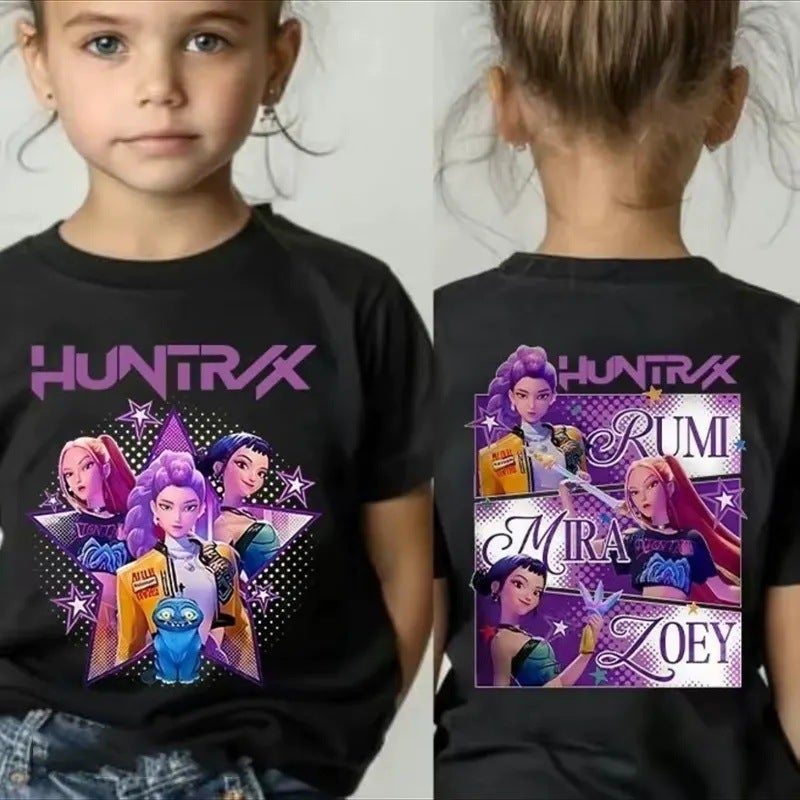 Kpop Demon Slayer Printed Graphic T-Shirt Summer Children''s Clothing 2025 Movie T-Shirt Girls Boys Short Sleeve Top - Image 2