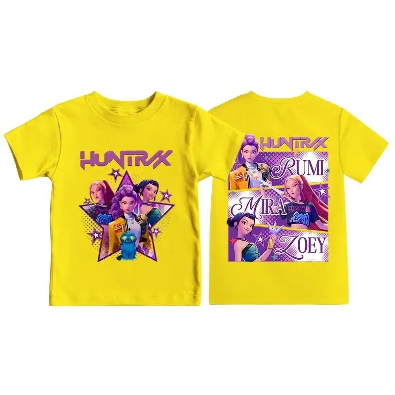 Kpop Demon Slayer Printed Graphic T-Shirt Summer Children''s Clothing 2025 Movie T-Shirt Girls Boys Short Sleeve Top - Image 1