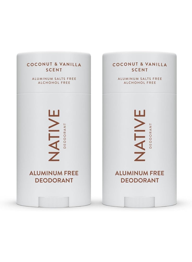 Native Deodorant | Natural Deodorant for Women and Men, Aluminum Free with Baking Soda, Probiotics, Coconut Oil and Shea Butter | Coconut & Vanilla - Pack of 2