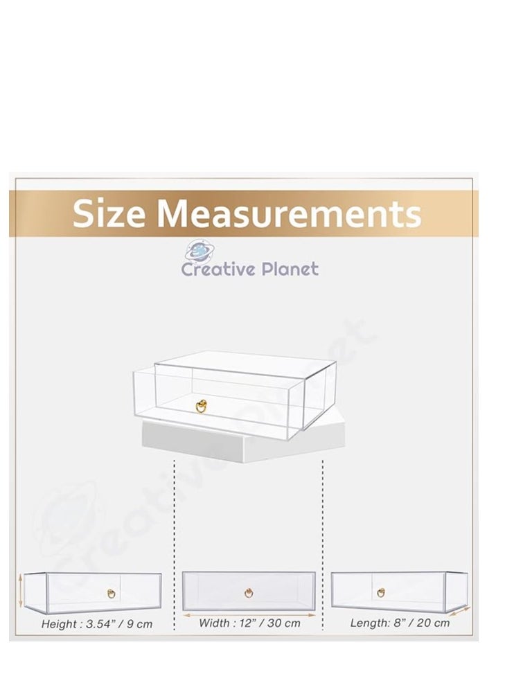 Creative Planet Creative Planet 1-Level Acrylic Storage Organizer Drawers for Jewelry, Makeup, Hair Accessories, Cosmetics, Sunglasses, and Toiletries - Extra Large Size  - Image 5