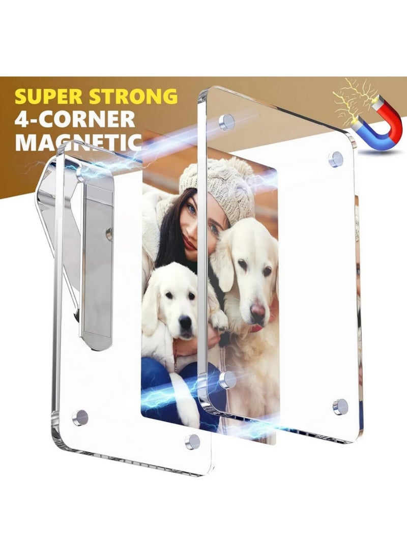 2pcs 3Inch Car Visor Picture Photo Clip Holder Frame Acrylic Magnetic Auto Interior Decor Organizer For Driving Keepsake Personalized Family Couples Gift Photo Frame Sun Visor Accessory - Image 2