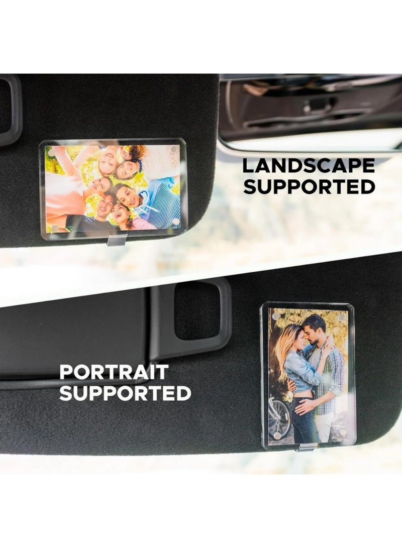 2pcs 3Inch Car Visor Picture Photo Clip Holder Frame Acrylic Magnetic Auto Interior Decor Organizer For Driving Keepsake Personalized Family Couples Gift Photo Frame Sun Visor Accessory - Image 3