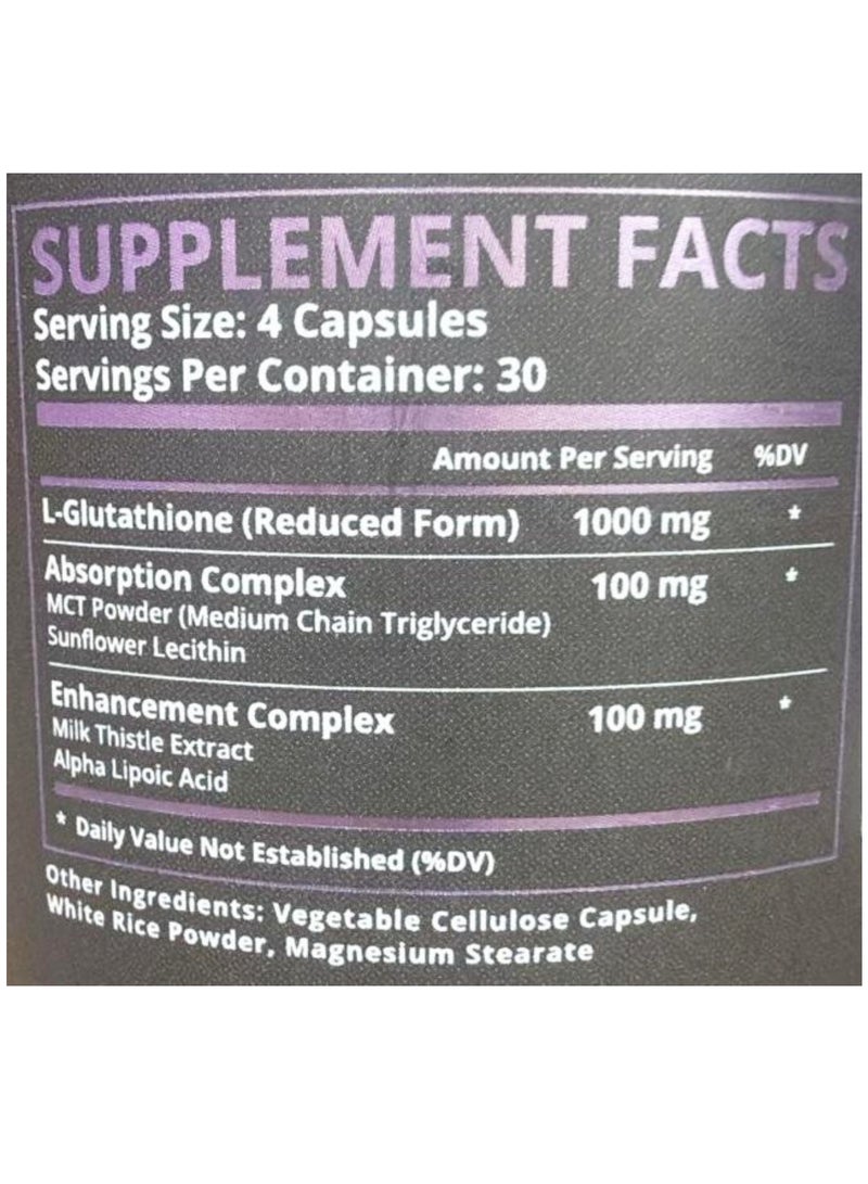 VitaRaw Glutathione 1000mg - 120 Vegetarian Capsules - Image 2