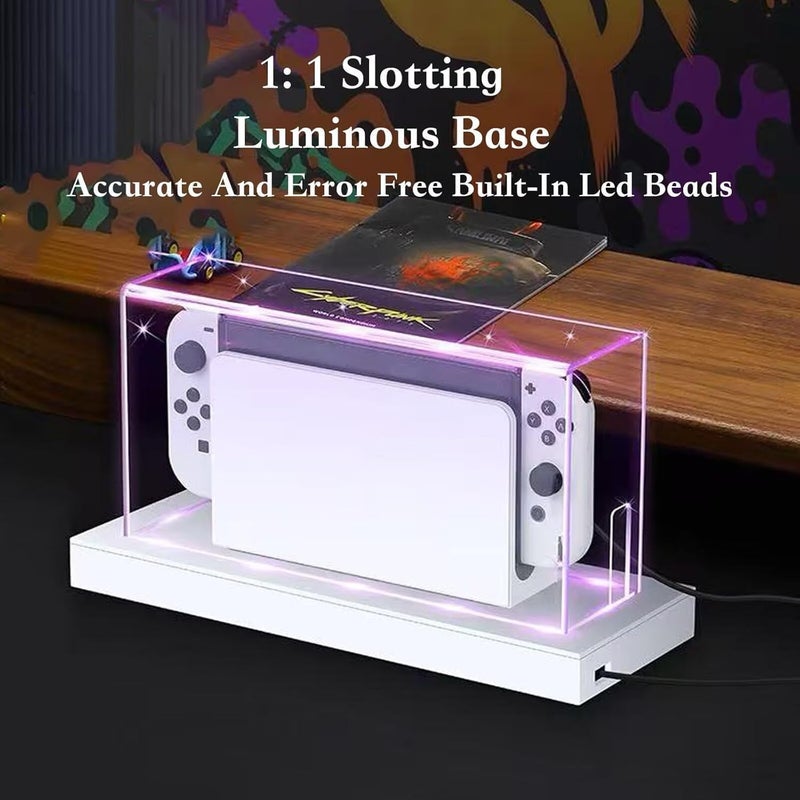 CENXI غطاء الغبار CENXI لجهاز Nintendo Switch 2، مع قاعدة إضاءة بـ 16 لون LED، حاوية عرض أكريليك مقاومة للخدش ومقاومة للماء، ملحقات لـ Switch 2 - Image 2