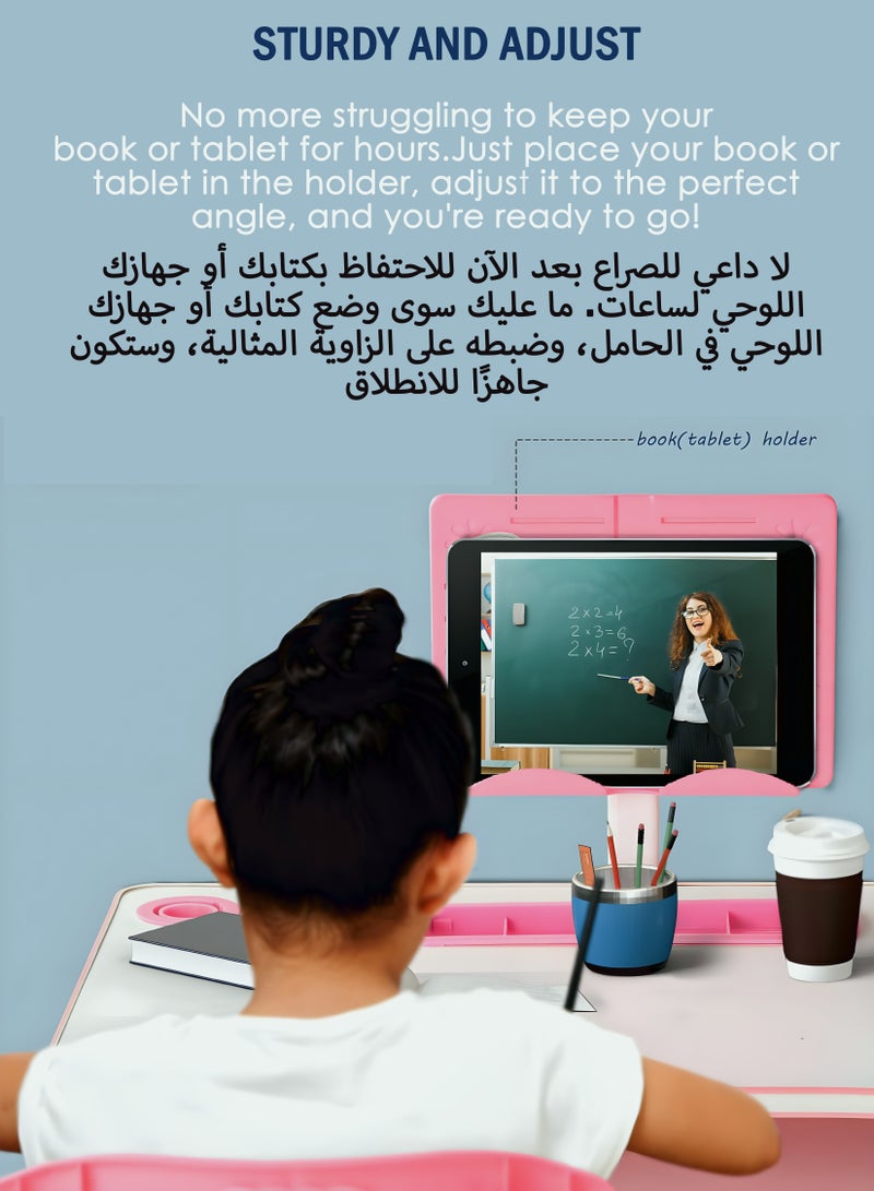 توشونكس طقم مكتب وكرسي دراسة للأطفال، طاولة تعليمية قابلة للتعديل بتصميم مريح، بناء آمن، مساحة تخزين واسعة، مثالية للتعلم في المنزل، الإبداع في الحضانة، النمو مع طفلك - Image 2