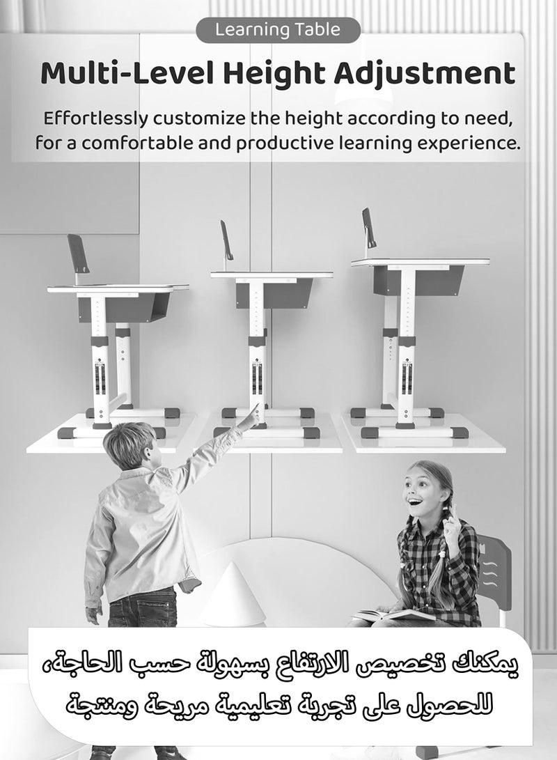 توشونكس طقم مكتب وكرسي دراسة للأطفال، طاولة تعليمية قابلة للتعديل بتصميم مريح، بناء آمن، مساحة تخزين واسعة، مثالية للتعلم في المنزل، الإبداع في الحضانة، النمو مع طفلك - Image 4