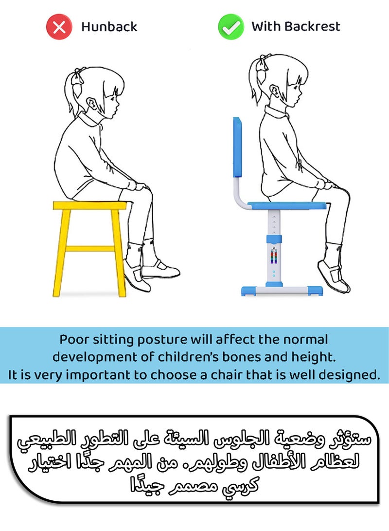 توشونكس طقم مكتب وكرسي دراسة للأطفال، طاولة تعليمية قابلة للتعديل بتصميم مريح، بناء آمن، مساحة تخزين واسعة، مثالية للتعلم في المنزل، الإبداع في الحضانة، النمو مع طفلك - Image 5