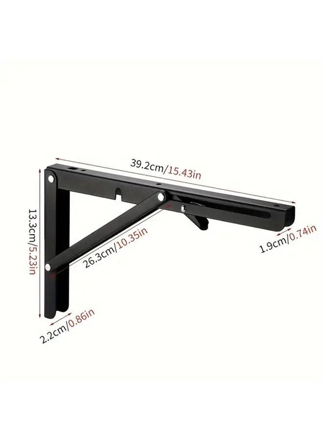16 Inch Black Folding Shelf Bracket 2pcs Set Heavy Duty Stainless Steel 110 LB Load Capacity - Image 4