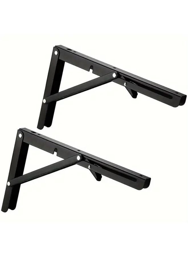 16 Inch Black Folding Shelf Bracket 2pcs Set Heavy Duty Stainless Steel 110 LB Load Capacity - Image 3