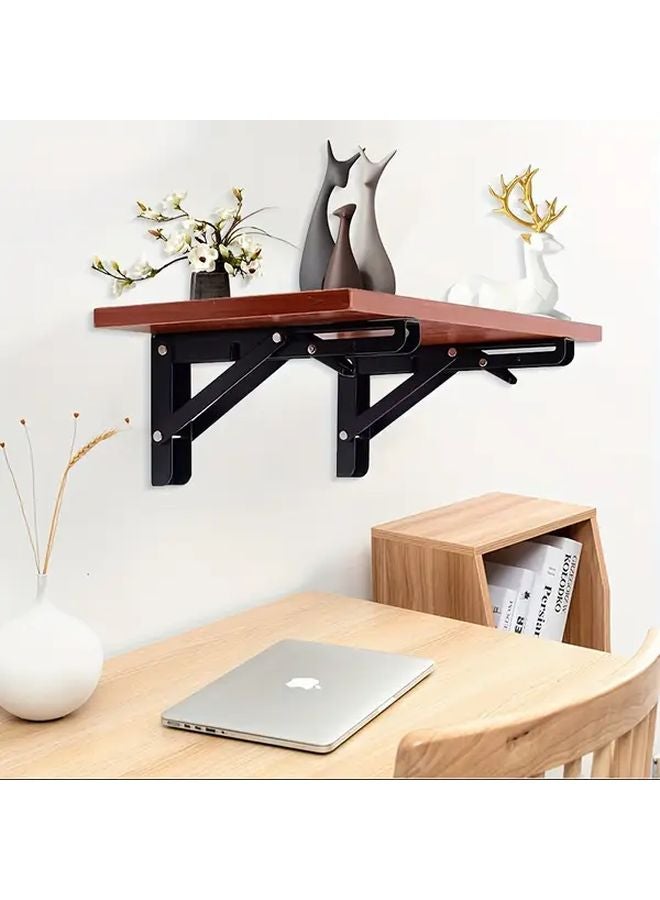 16 Inch Black Folding Shelf Bracket 2pcs Set Heavy Duty Stainless Steel 110 LB Load Capacity - Image 5