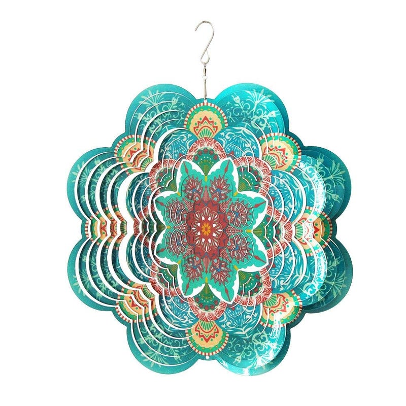 FONMY Stainless Steel Wind Spinner-3D Indoor Outdoor Garden Decoration Crafts Ornaments 12Inch Multi Color Mandala Flower Wind Spinners - Image 3