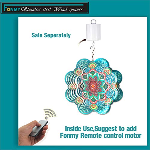 FONMY Stainless Steel Wind Spinner-3D Indoor Outdoor Garden Decoration Crafts Ornaments 12Inch Multi Color Mandala Flower Wind Spinners - Image 5