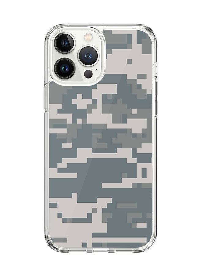 Stylizedd Classic Clear for Apple iPhone 14 Pro Max Case Hybrid Soft Cover Flexible Edges Anti Drop TPU PC Gel Thin Transparent Cover - Digital Camo Full Print 