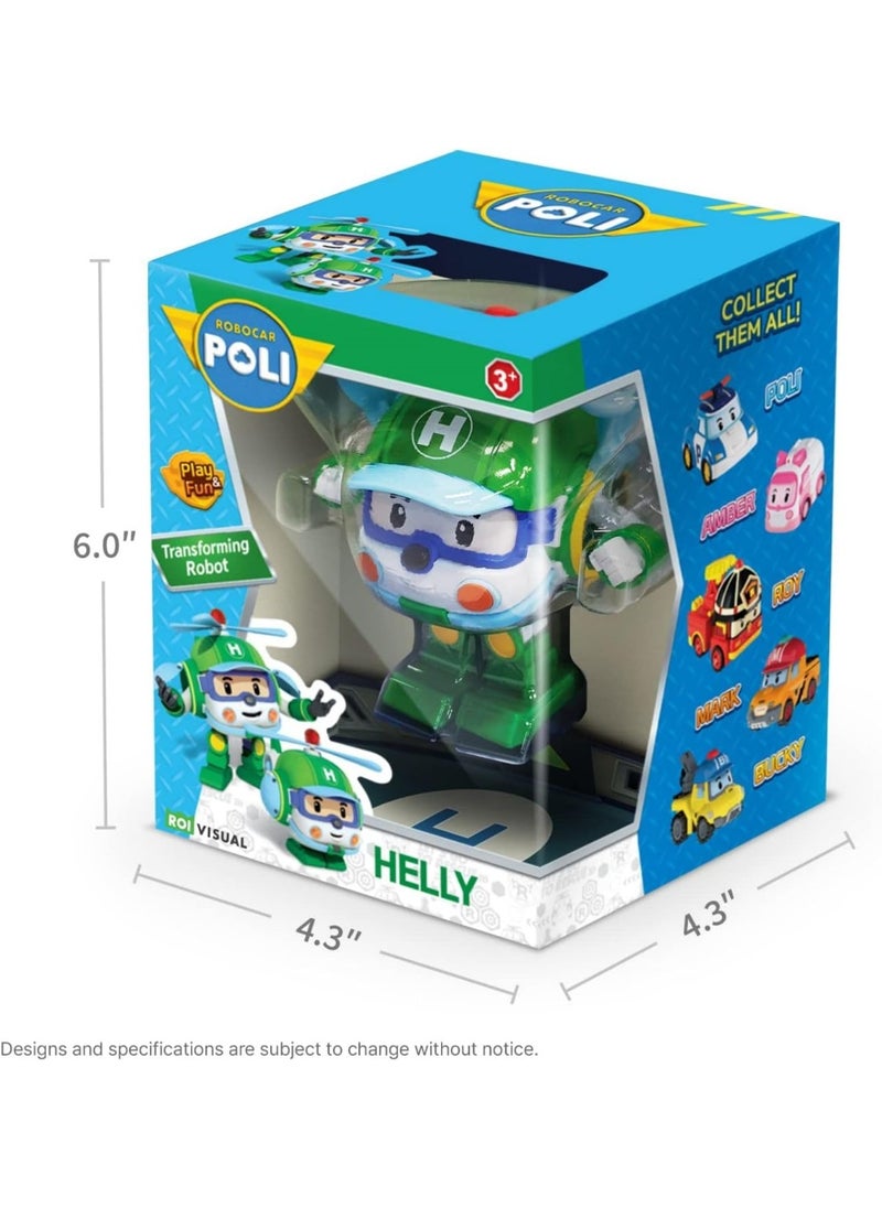 Robocar Poli Robocar Poli Transforming Robot, Helly 4" Transformable Helicopter Action Toy Figure Vehicles, Emergency Vehicle Playset, Holiday Birthday Rescue Car Toys Gift for Boys Girls Age 1 2 3 4 5  - Image 3