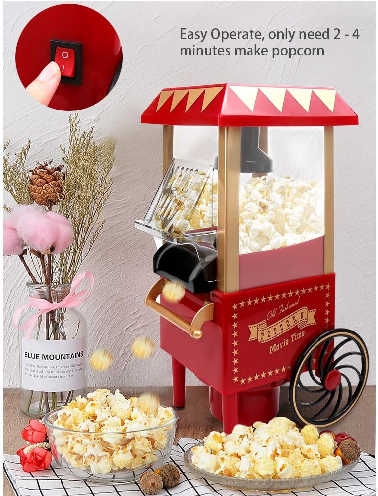 VAlinks Hot Air Popcorn Machine, Popcorn Maker, 1200W Home Electric Popcorn Popper with Kernel Measuring Scoop, Healthy Oil-Free & BPA-Free for Home, Birthday Party, Movie Night or Christmas (Small) - Image 2
