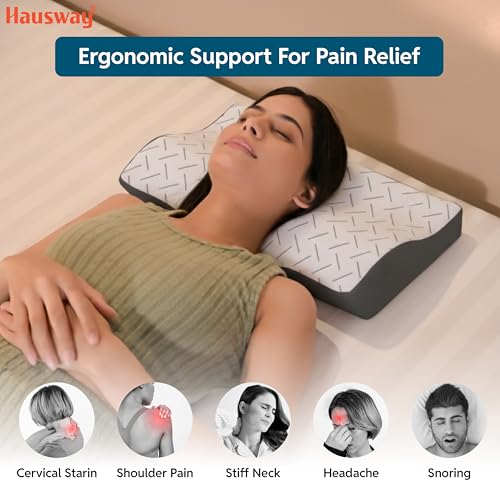 HAUSWAY Pillow for Neck Pain and Shoulder Pain | Cool Gel Orthopedic Cervical Pillow for Neck Pain with Neck & Shoulder Support | 20 x 12 x 4 Inches | White | Pack of 1 | 2-Year Warranty - Image 3