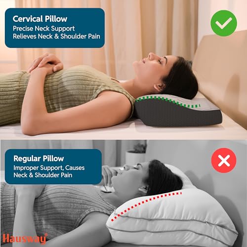 HAUSWAY Pillow for Neck Pain and Shoulder Pain | Cool Gel Orthopedic Cervical Pillow for Neck Pain with Neck & Shoulder Support | 20 x 12 x 4 Inches | White | Pack of 1 | 2-Year Warranty - Image 5