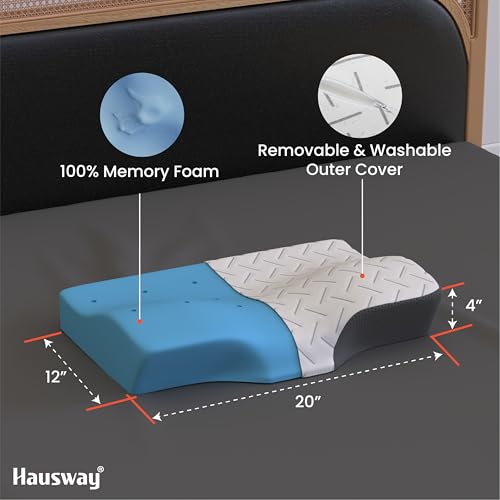 HAUSWAY Pillow for Neck Pain and Shoulder Pain | Cool Gel Orthopedic Cervical Pillow for Neck Pain with Neck & Shoulder Support | 20 x 12 x 4 Inches | White | Pack of 1 | 2-Year Warranty - Image 2