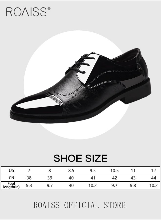 roaiss - Men's Dress Shoes Business Oxfords Patent Leather Dress Shoes Classic Loafers Formal Derby Shoes - Image 1