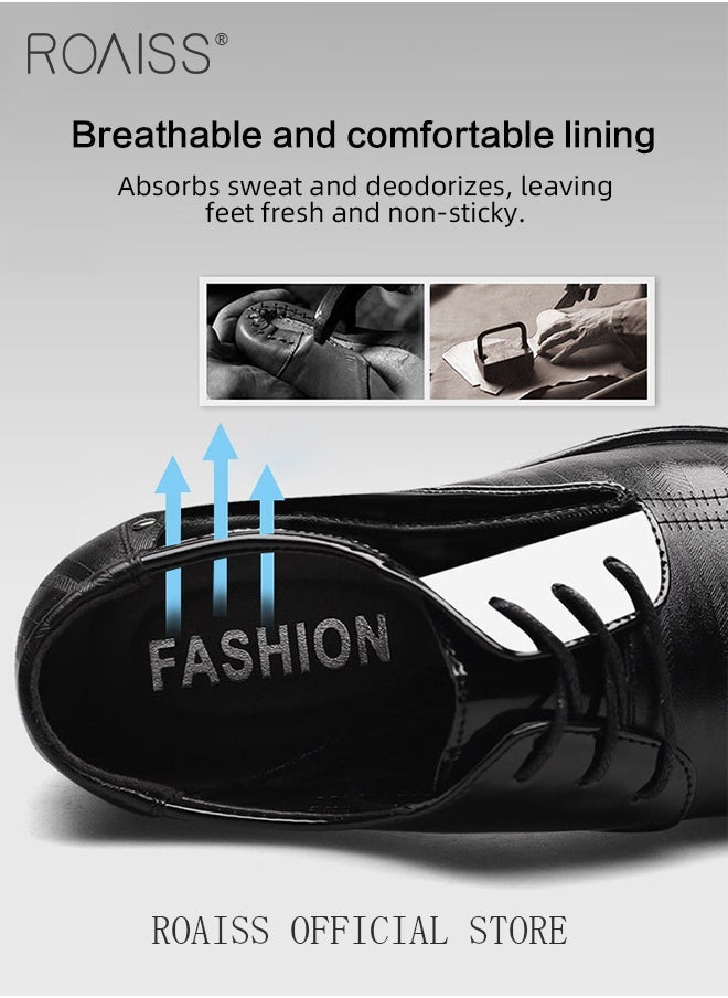 roaiss Men Pointed Leather Shoes, Low Top Lace-up Formal Shoes with Non Slip Sole, Stylish Dress Shoes for Men, Simple Classic Business Leather Shoes, Suitable for Daily Wear, Business, Wedding and Outdoor Activities - Image 3