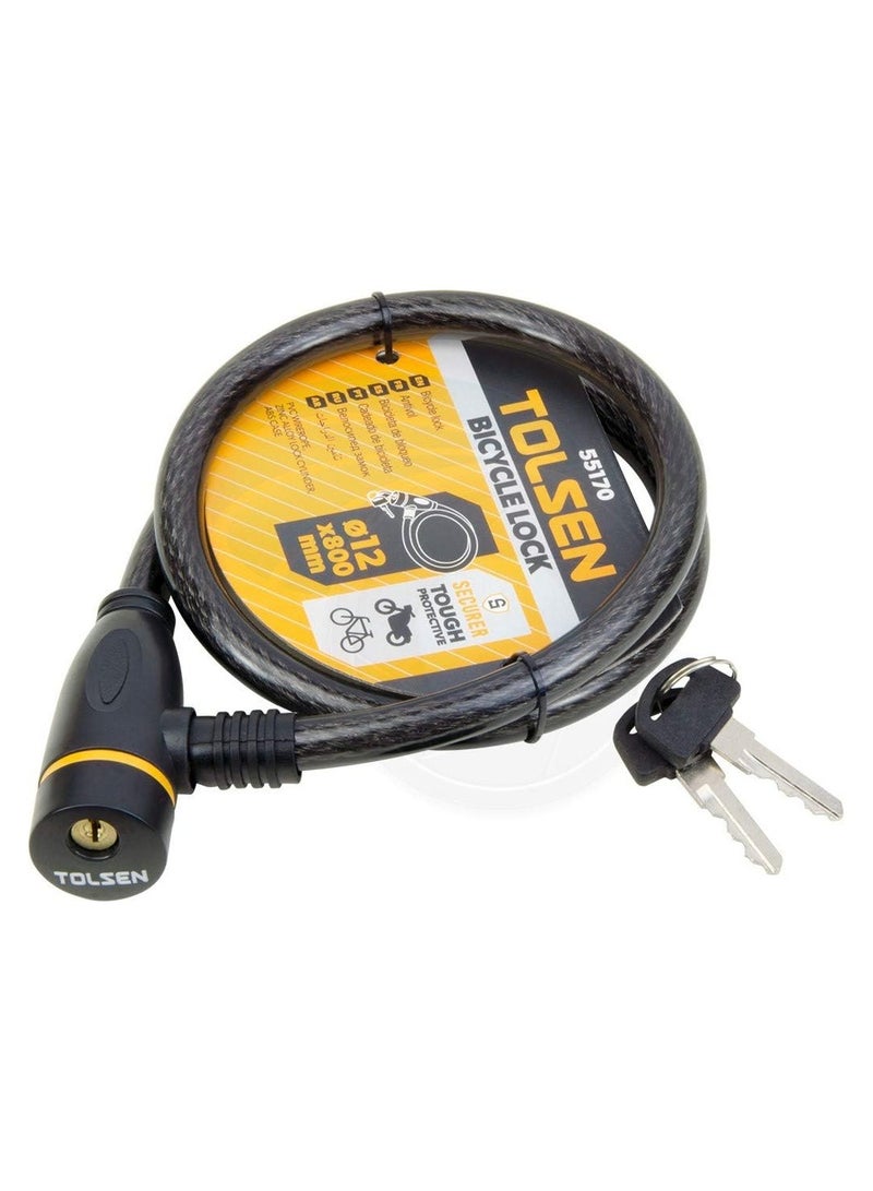 TOLSEN Heavy Duty Bicycle Cable Lock with 2 Keys – Anti-Theft Steel Wire Security for Bikes - Image 2